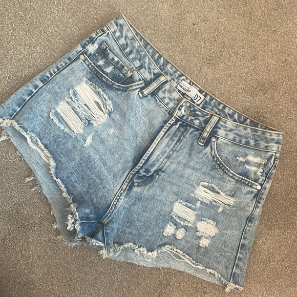 Vintage rip blue jean shorts denim - Picture 2 of 5